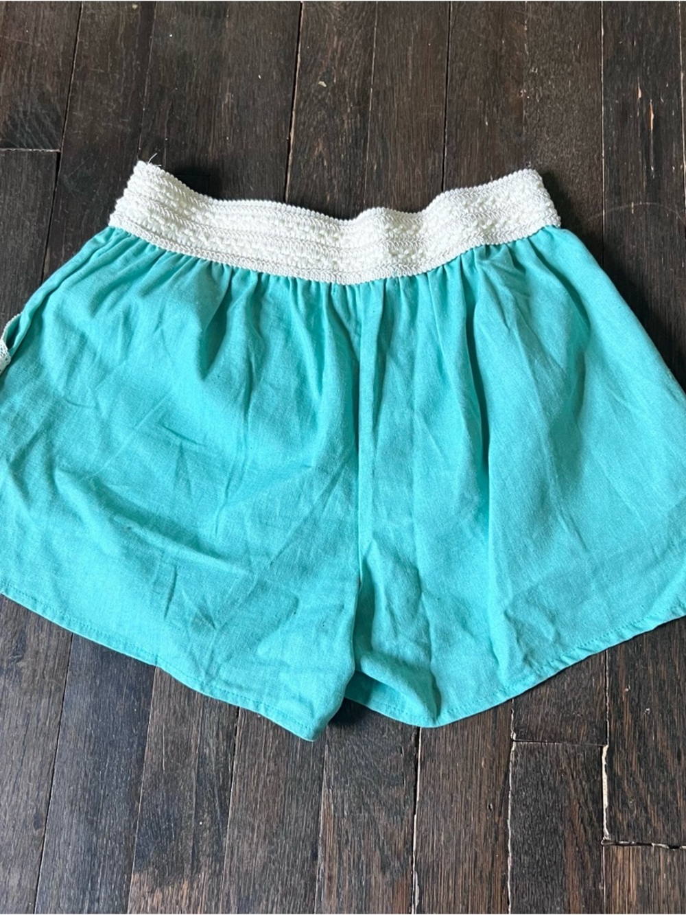 Turquoise Shorts with Crochet Trim - Picture 4 of 7